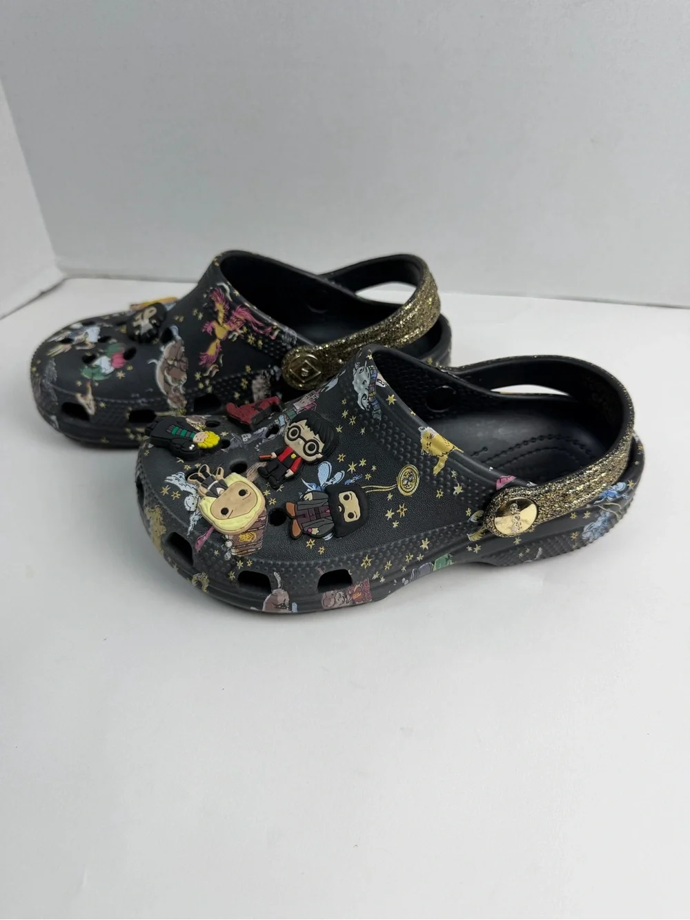 Crocs Vera Bradley X Harry Potter Clog Size C13 Kids Black Gold Glitter Strap